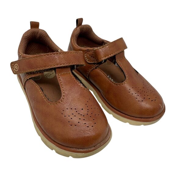 Stride Rite Brown Betty Sue Pleather Machine Washable Mary Janes Hook & Loop 6M - Picture 1 of 5